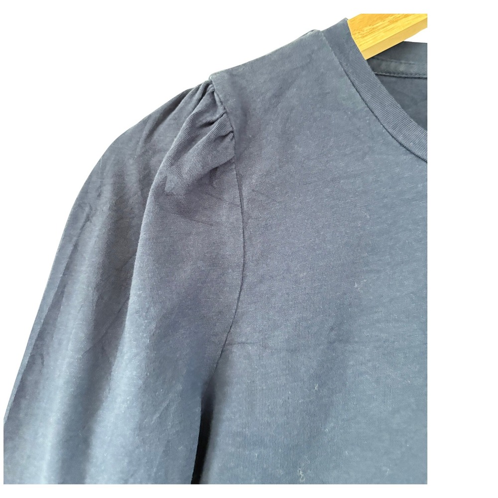 J.Crew Womens Navy Blue Puff Sleeve Long Sleeve Crewneck T-Shirt Top XS - Picture 8 of 13